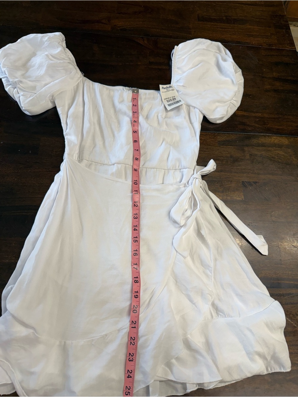 Lily Rose White Puff-Sleeve Tie-Waist Mini Dress